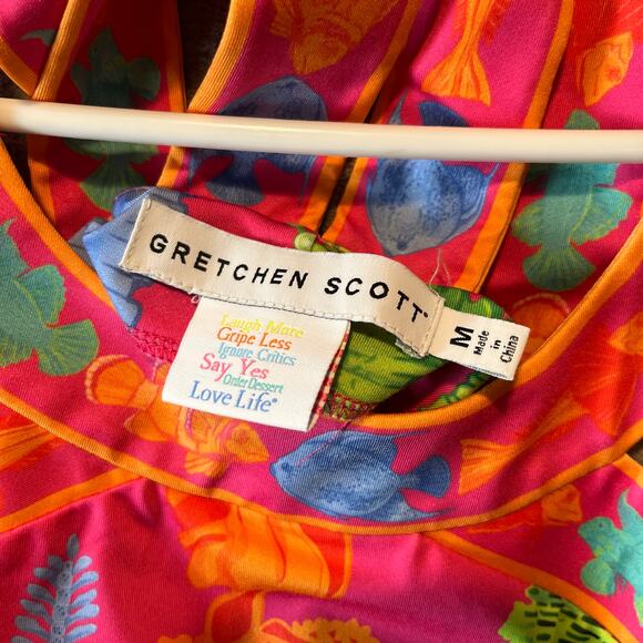 Gretchen Scott Isosceles Pink Corral Reef Fish Dress Women’s Size Medium - Picture 6 of 7